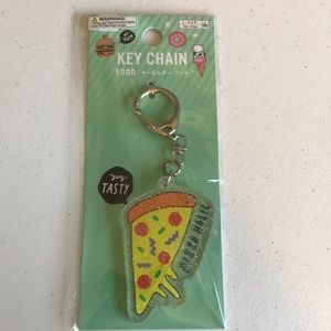 Glitter Pizzaholic Pizza Key Chain